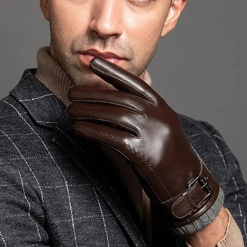 Gants d'hiver en cuir pour hommes