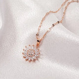 Elegant Double-Layer Rotatable Sunflower Necklace