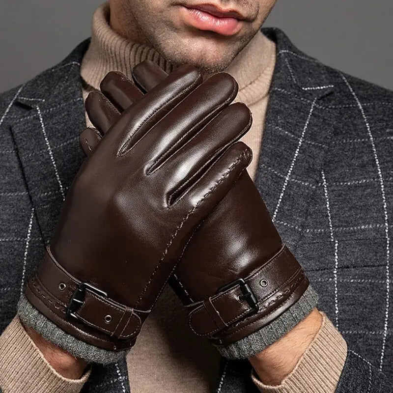 Gants d'hiver en cuir pour hommes